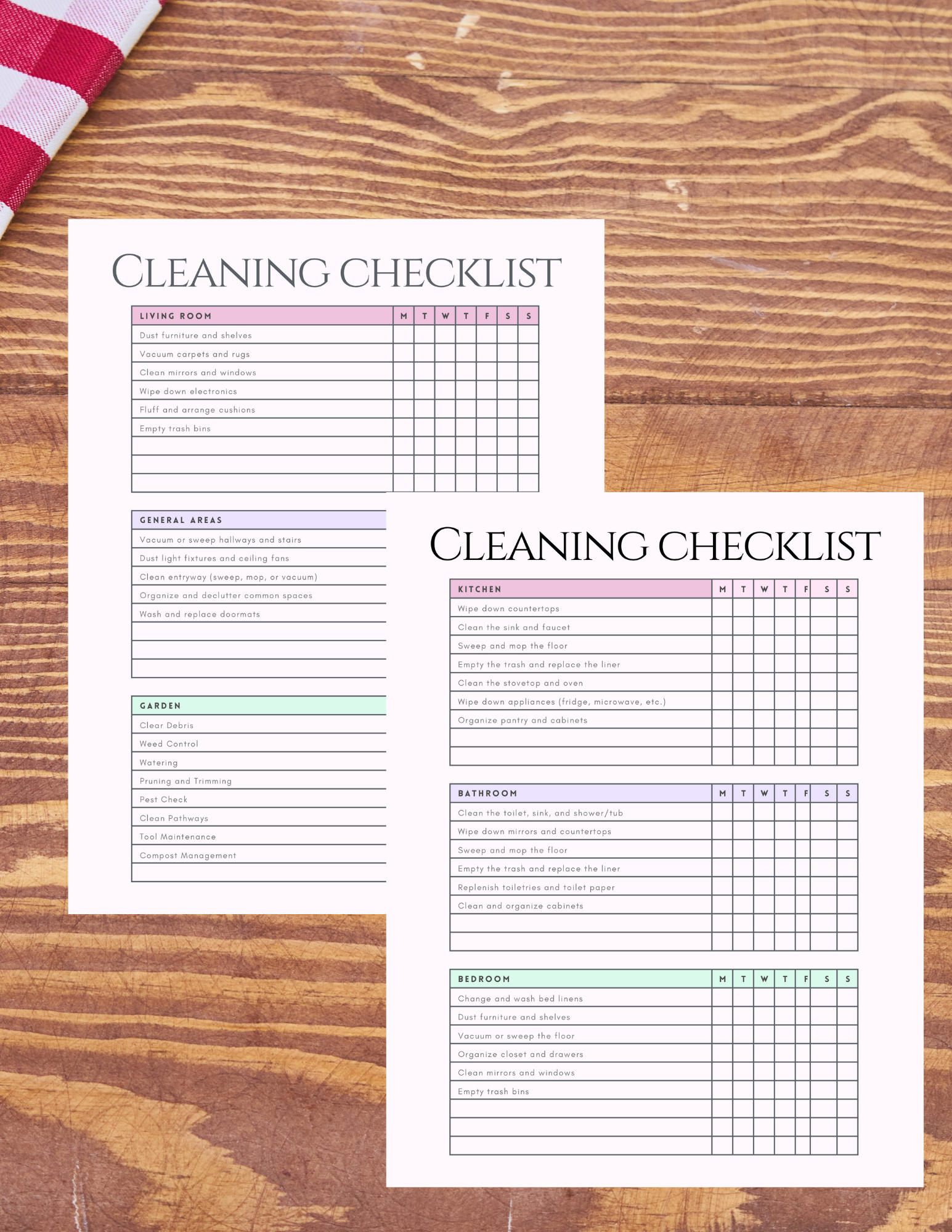 Digital Cleaning Schedule Template Printable Digital product digital-cleaning-schedule-template-checklist-on-wood-background GirlyDesignUS