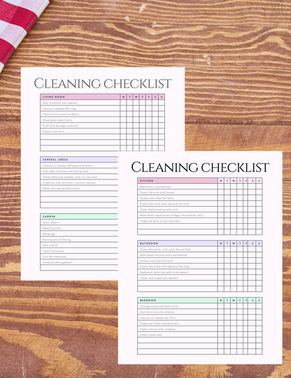 Digital Cleaning Schedule Template Printable Digital product digital-cleaning-schedule-template-checklist-on-wood-background GirlyDesignUS