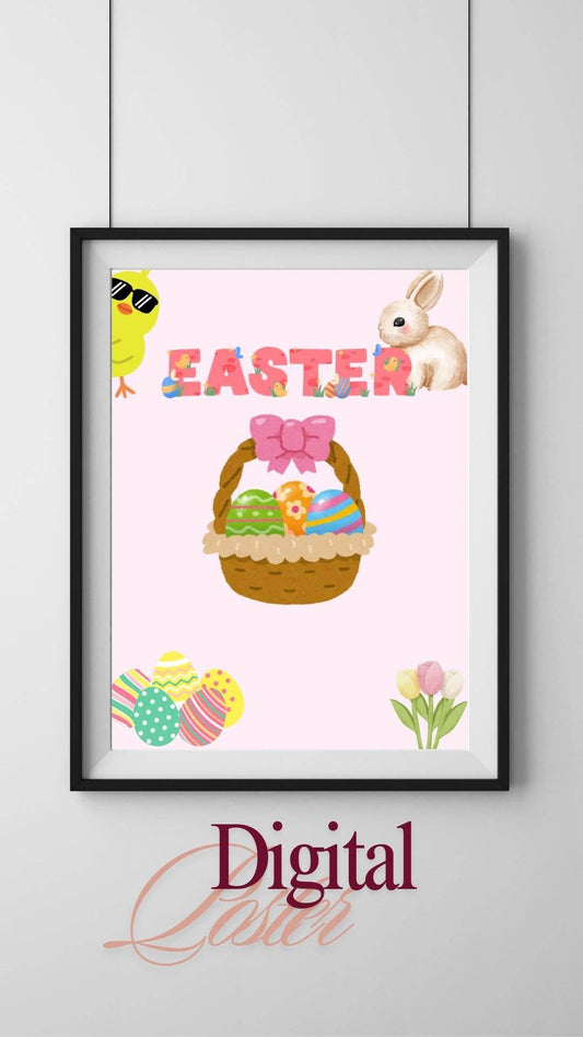 Easter Bunny Digital Wall Art Printable Digital product easter-bunny-digital-wall-art-basket-eggs-chick-rabbit My Store