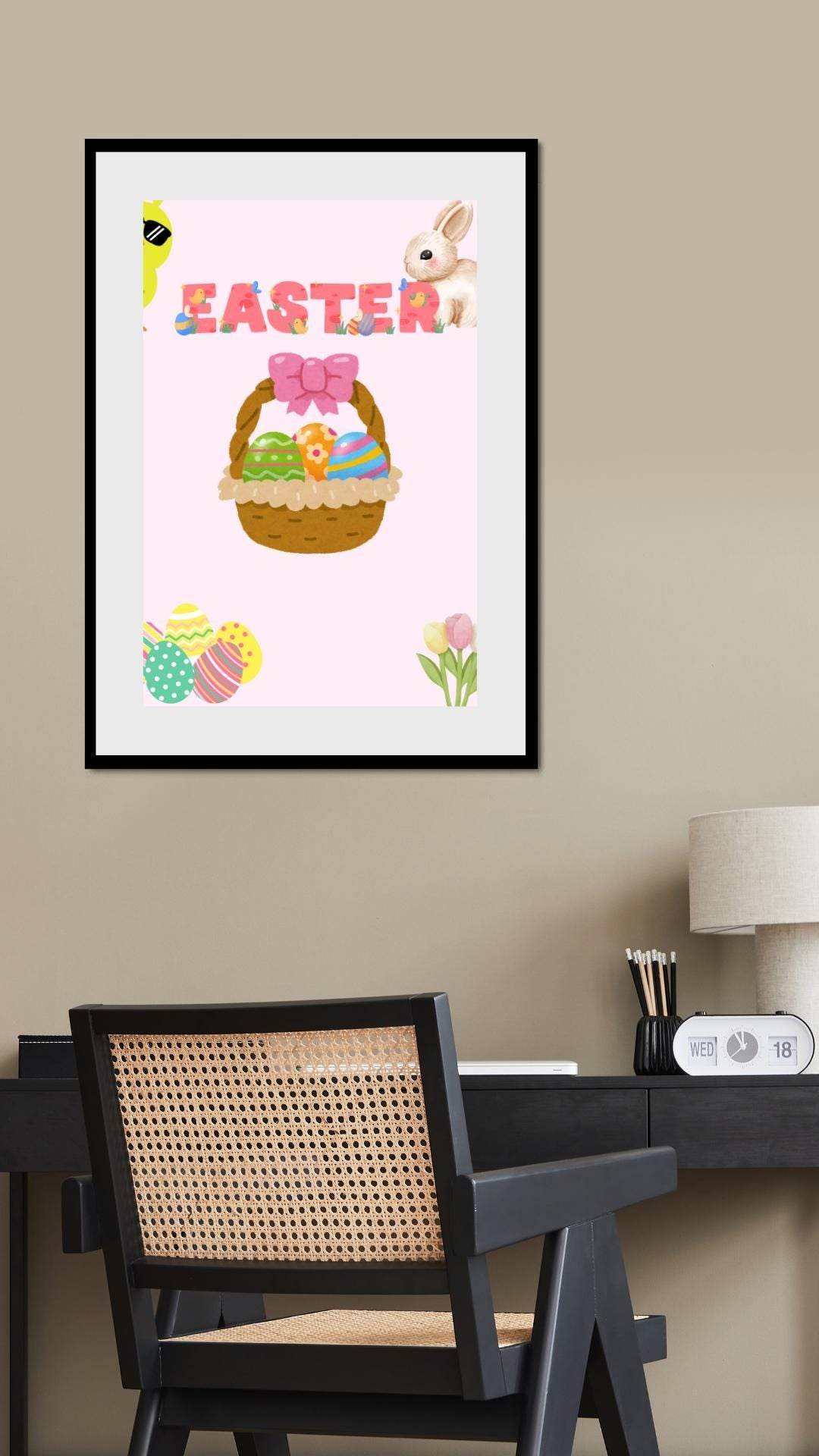 Easter Bunny Digital Wall Art Printable Digital product easter-bunny-digital-wall-art-black-frame-office-wall-decor-lamp My Store