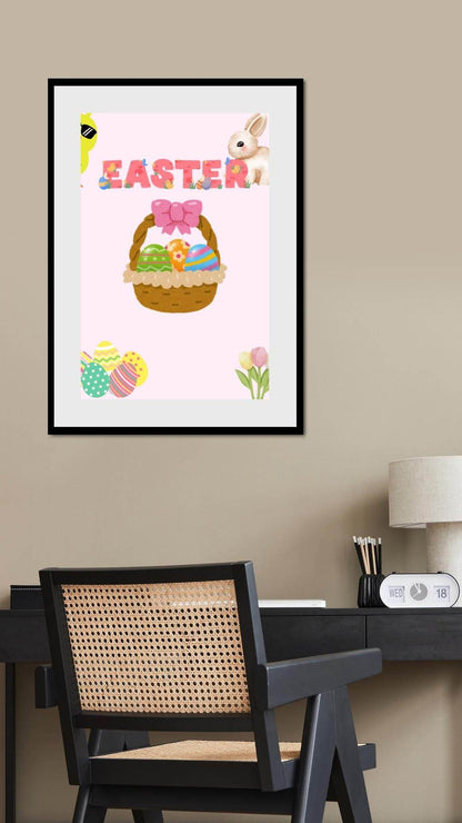 Easter Bunny Digital Wall Art Printable Digital product easter-bunny-digital-wall-art-black-frame-office-wall-decor-lamp My Store