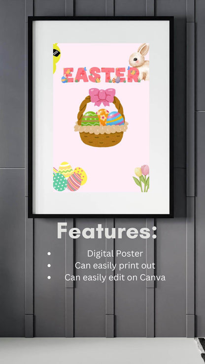 Easter Bunny Digital Wall Art Printable Digital product easter-bunny-digital-wall-art-digital-poster-print-edit-canva My Store