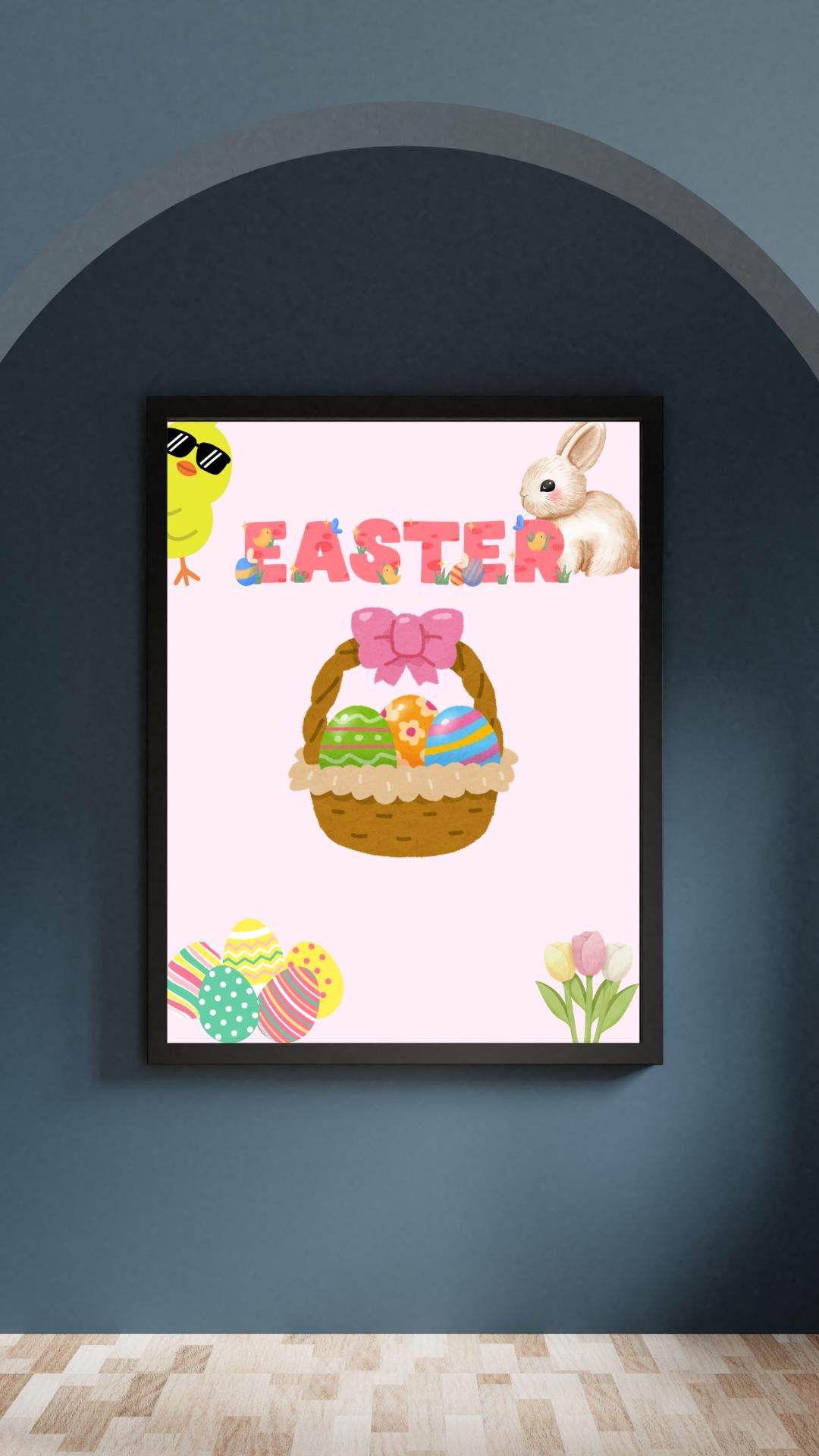 Easter Bunny Digital Wall Art Printable Digital product easter-bunny-digital-wall-art-framed-wall-hanging-easter-basket My Store