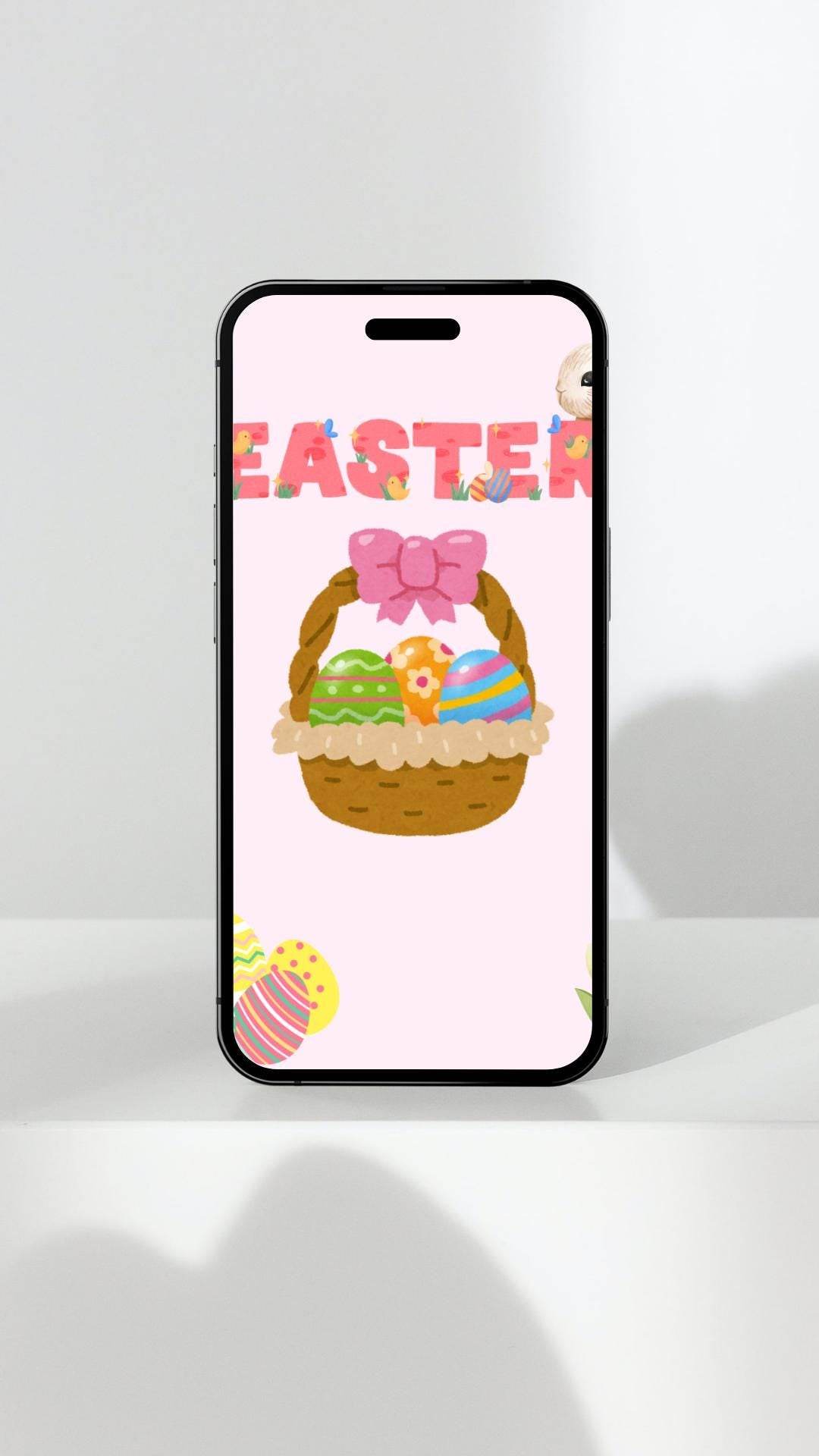 Easter Bunny Digital Wall Art Printable Digital product easter-bunny-digital-wall-art-mobile-phone-display-easter-design My Store