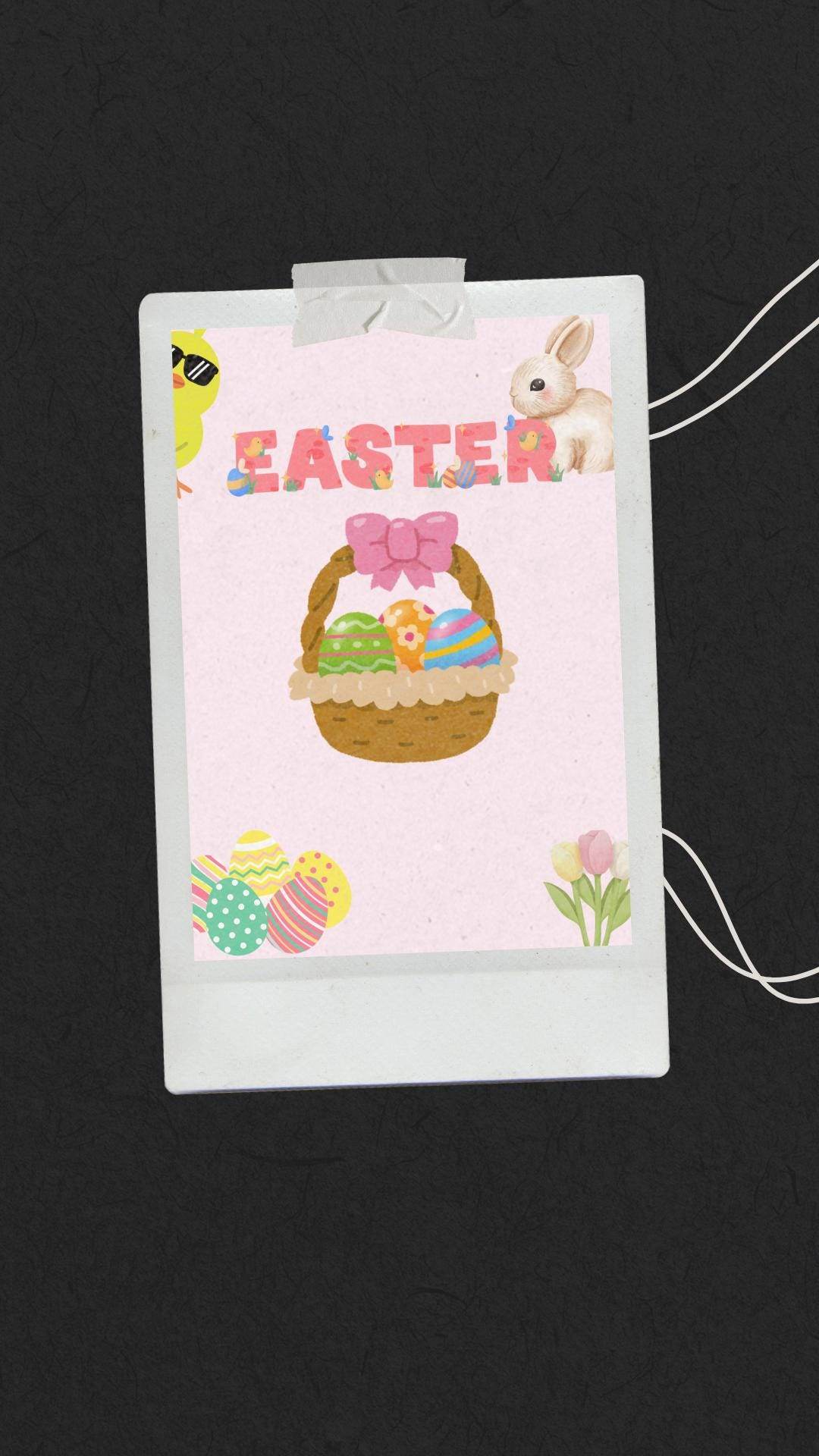 Easter Bunny Digital Wall Art Printable Digital product easter-bunny-digital-wall-art-polaroid-style-easter-basket-eggs My Store