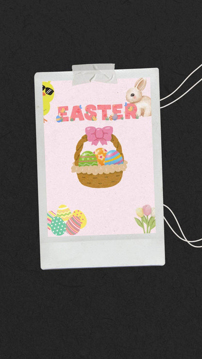 Easter Bunny Digital Wall Art Printable Digital product easter-bunny-digital-wall-art-polaroid-style-easter-basket-eggs My Store