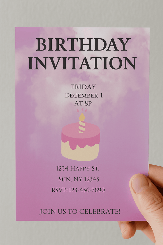 Editable Pink Birthday Invitation Digital Download Digital product editable-pink-birthday-invitation-closeup-hand-holding My Store