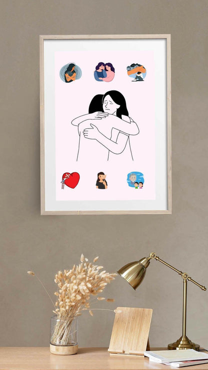 Emotional Healing Wall Art Digital Download Digital product emotional-healing-wall-art-light-wood-frame-near-lamp My Store