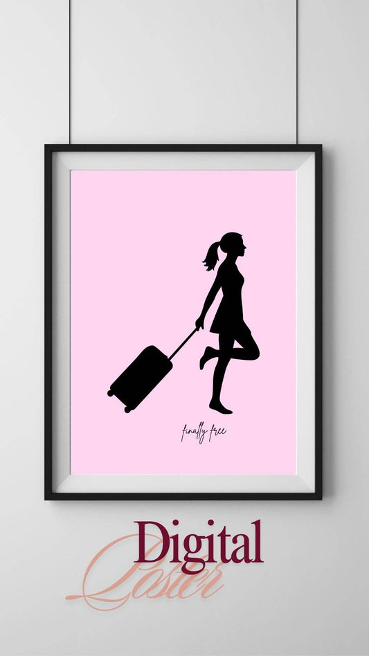 Empowering Travel Wall Art Digital Download Digital product empowering-travel-wall-art-silhouette-woman-pink-background My Store