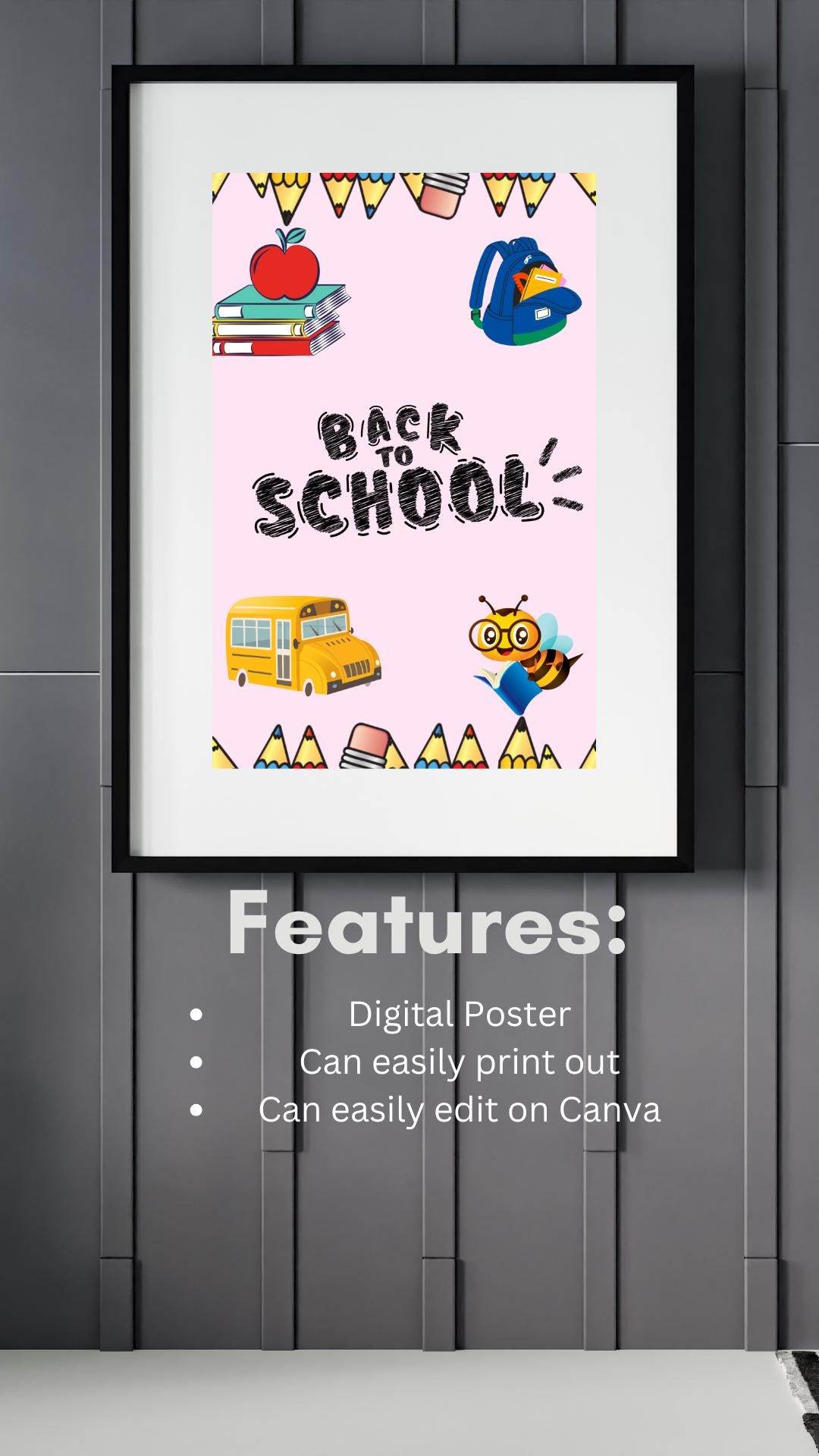 First Day of School Sign Printable - Cute Back to School Decor Digital product first-day-of-school-sign-printable-framed-digital-poster-features My Store