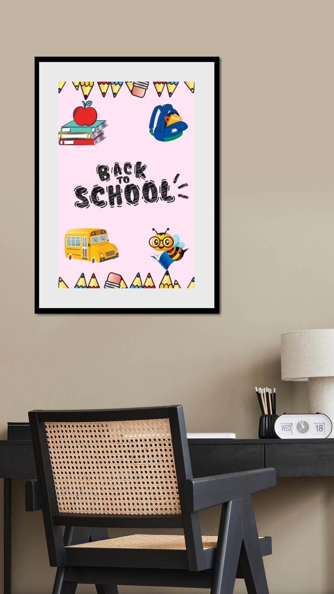 First Day of School Sign Printable - Cute Back to School Decor Digital product first-day-of-school-sign-printable-framed-poster-above-study-desk My Store