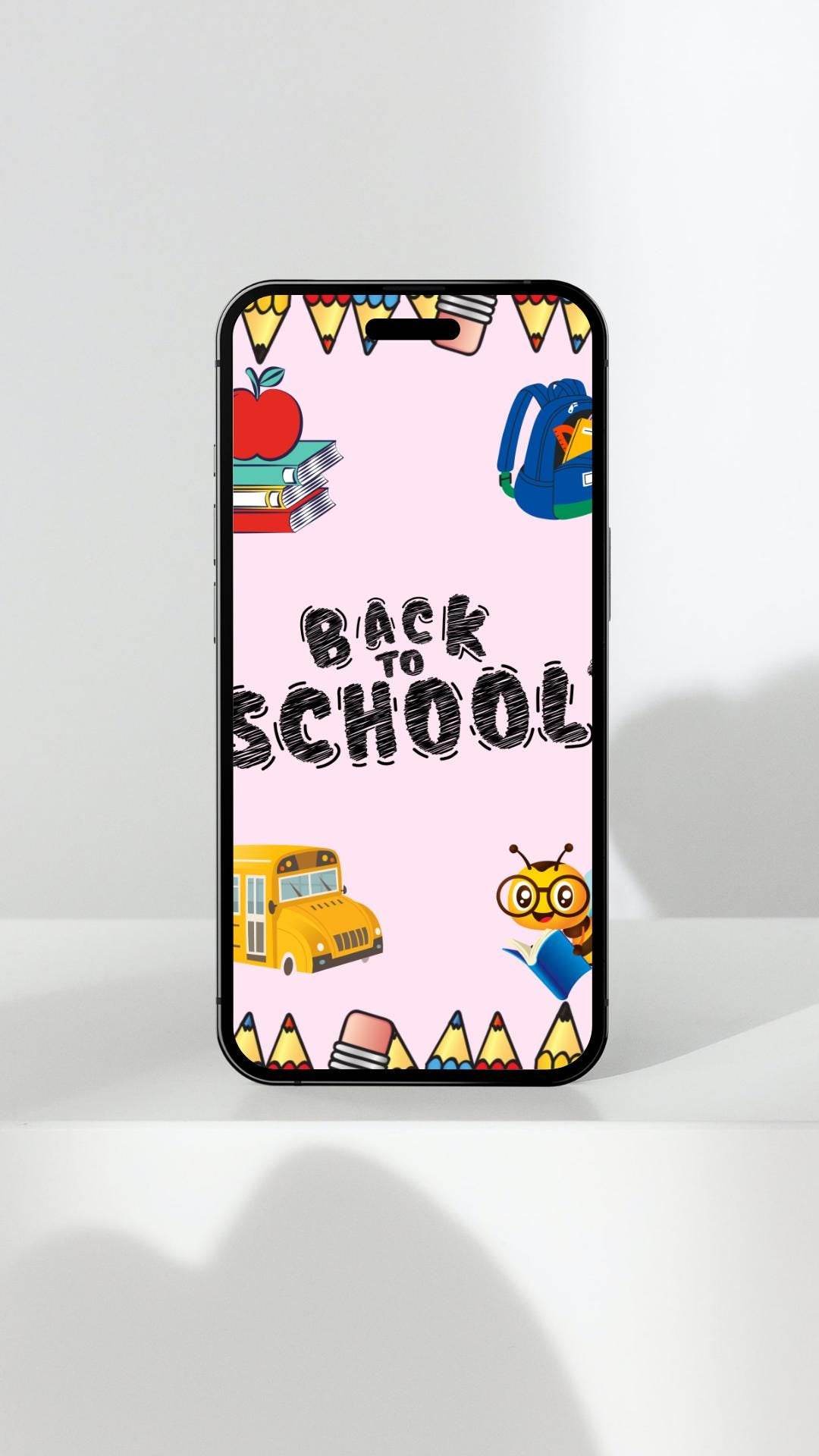 First Day of School Sign Printable - Cute Back to School Decor Digital product first-day-of-school-sign-printable-mobile-phone-display-design My Store