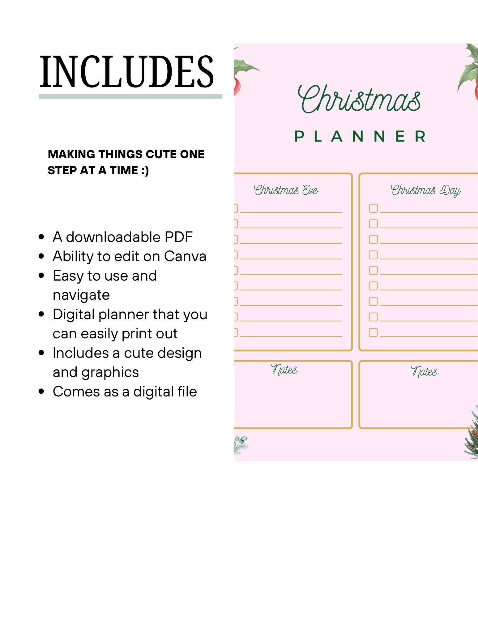 Christmas Planner Printable - Digital Download Digital product girlydesignsnus-christmas-planner-printable-details-downloadable-pdf-features My Store