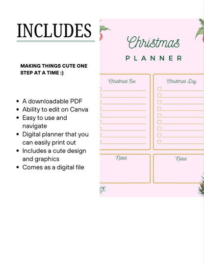 Christmas Planner Printable - Digital Download Digital product girlydesignsnus-christmas-planner-printable-details-downloadable-pdf-features My Store