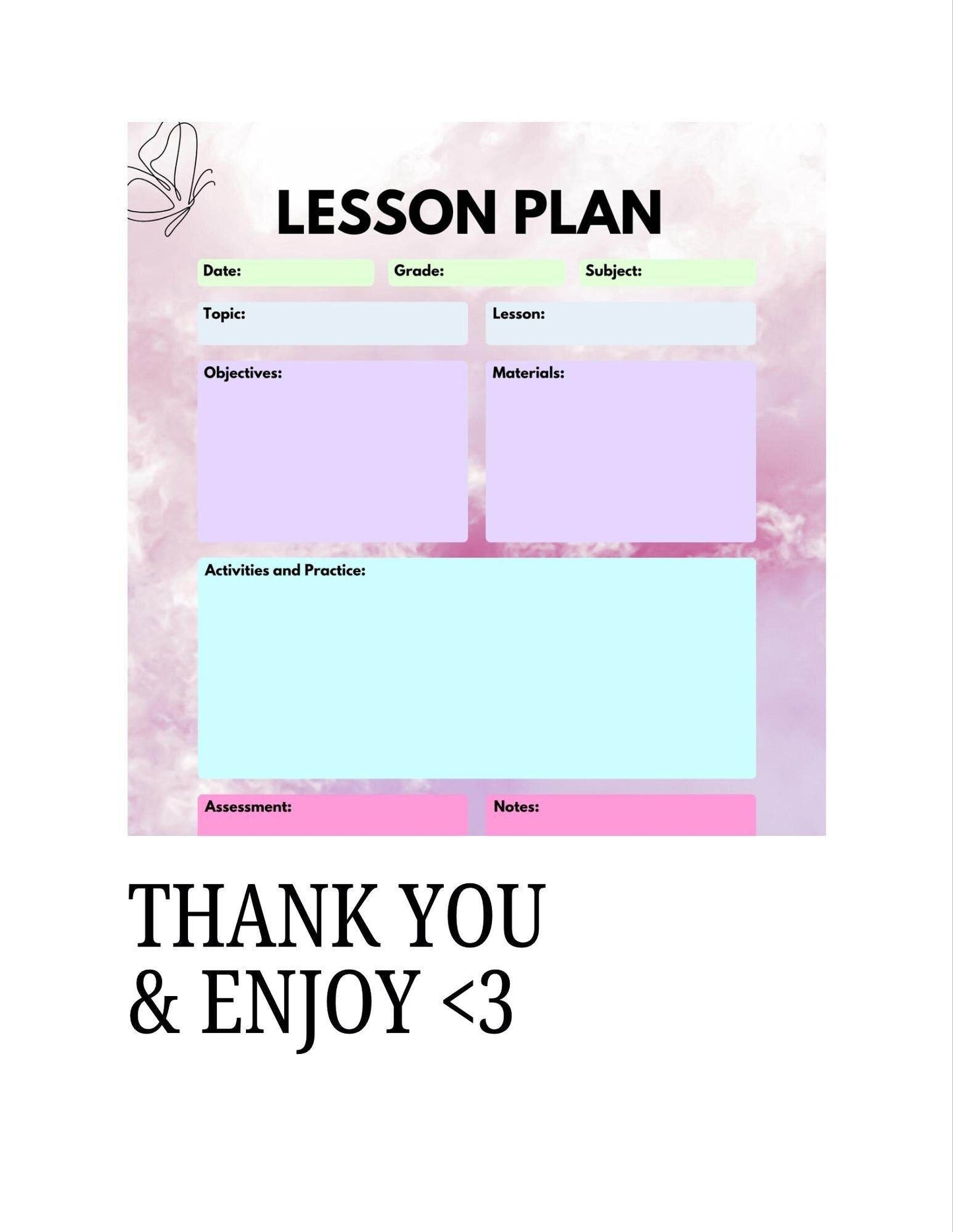 Printable Lesson Plan for Teachers Digital Download Digital product girlydesignsnus-printable-lesson-plan-for-teachers-thank-you-note My Store