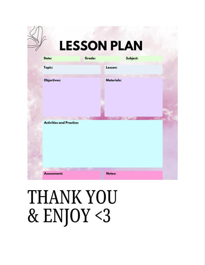 Printable Lesson Plan for Teachers Digital Download Digital product girlydesignsnus-printable-lesson-plan-for-teachers-thank-you-note My Store