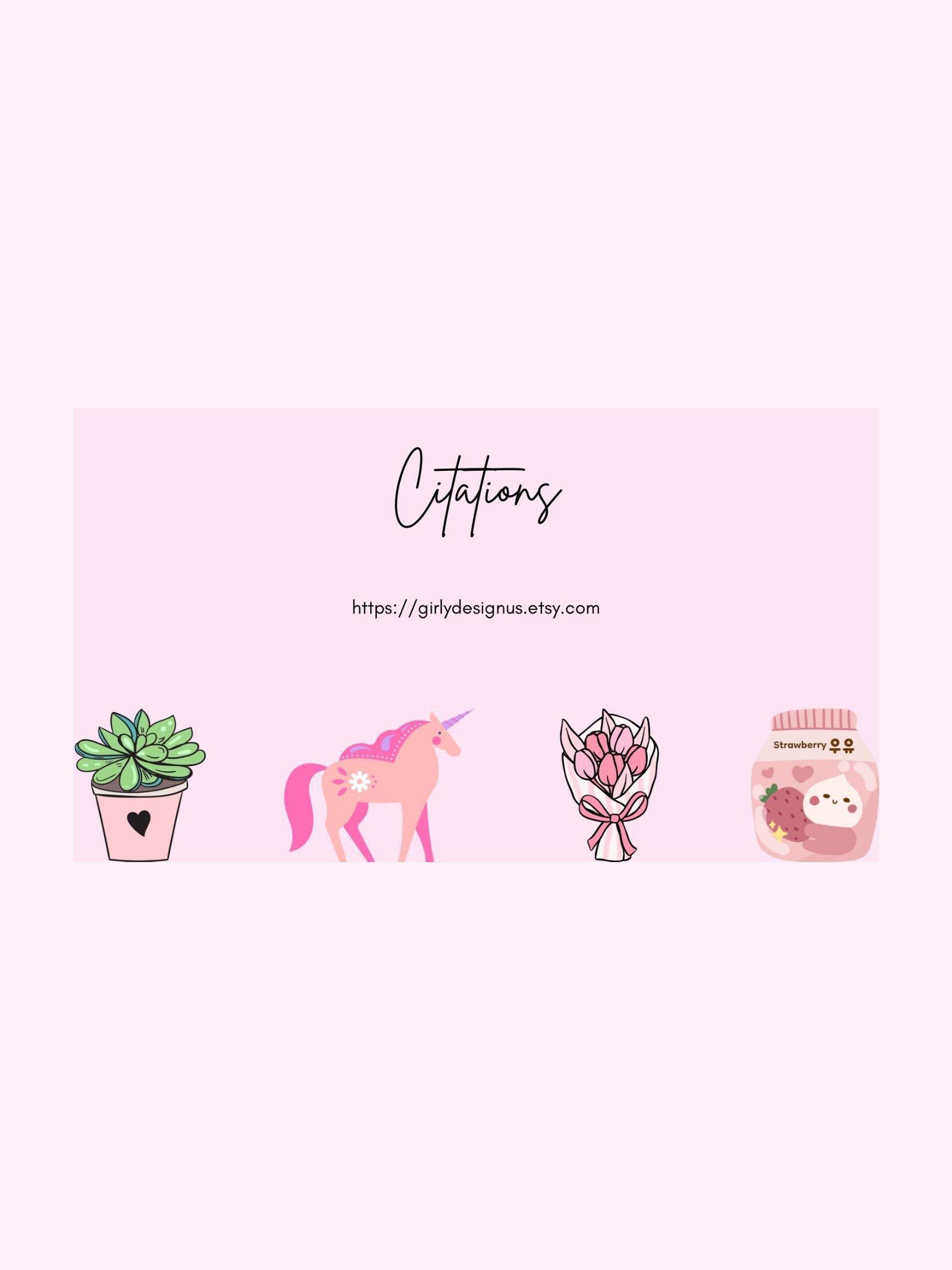 Aesthetic Presentation Slides for School - Cute & Trendy Digital product girlydesignus-aesthetic-presentation-slides-for-school-citations-plant-unicorn My Store