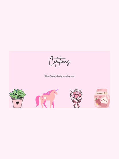 Aesthetic Presentation Slides for School - Cute & Trendy Digital product girlydesignus-aesthetic-presentation-slides-for-school-citations-plant-unicorn My Store