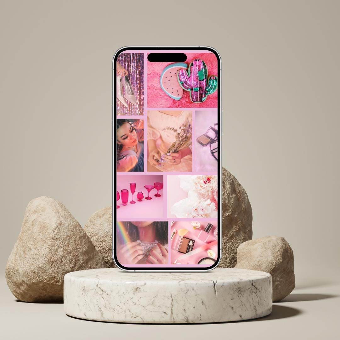 Cute Girly Glam Digital Wallpaper for Devices Digital product girlydesignus-cute-girly-glam-digital-wallpaper-phone-marble-stand-display My Store