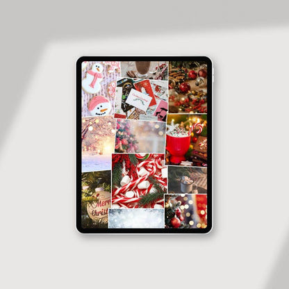 Holiday Aesthetic Backgrounds Digital Wallpaper Pack Digital product girlydesignus-holiday-aesthetic-backgrounds-christmas-collage-ipad-shadow My Store