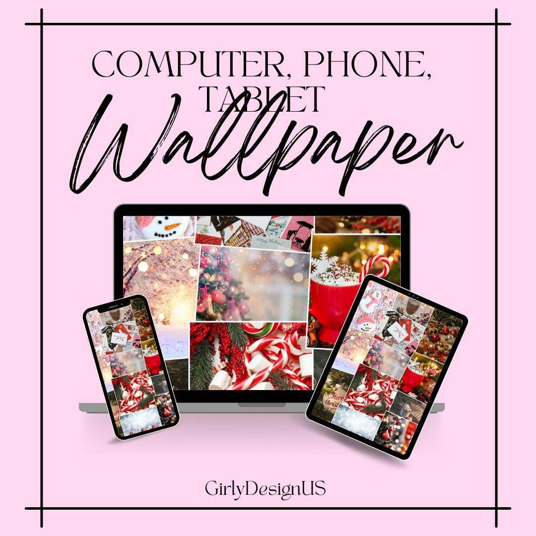 Holiday Aesthetic Backgrounds Digital Wallpaper Pack Digital product girlydesignus-holiday-aesthetic-backgrounds-device-wallpaper-mockup My Store