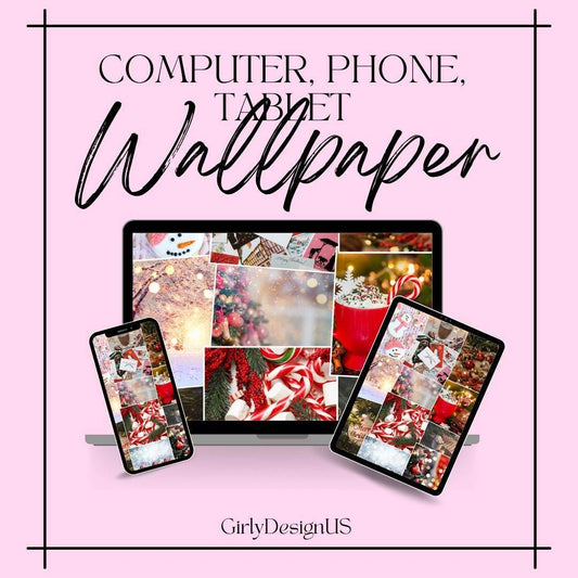 Holiday Aesthetic Backgrounds Digital Wallpaper Pack Digital product girlydesignus-holiday-aesthetic-backgrounds-device-wallpaper-mockup My Store