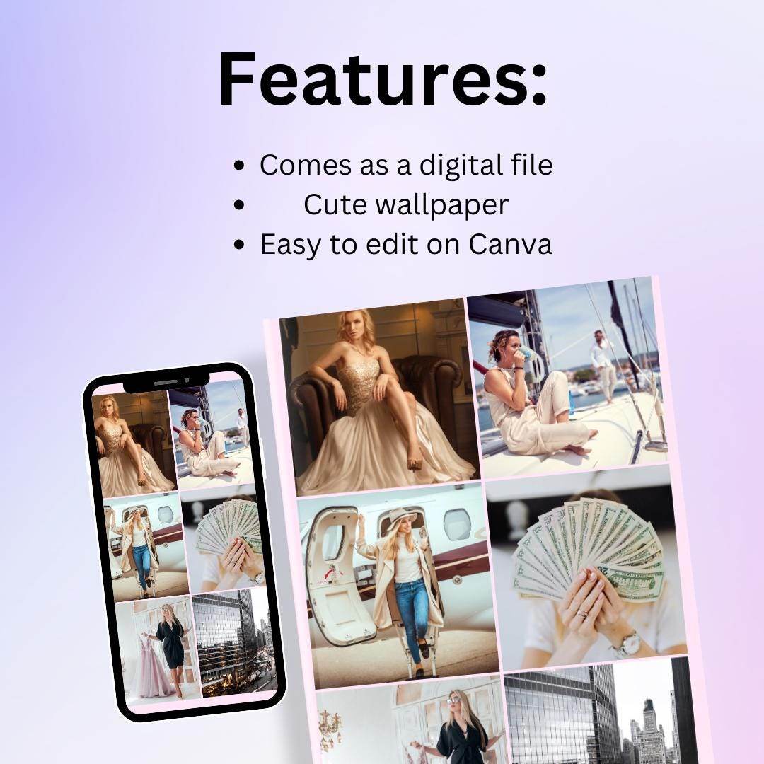Luxury Lifestyle Wallpaper Digital Download Digital product girlydesignus-luxury-lifestyle-wallpaper-features-digital-file-editable My Store