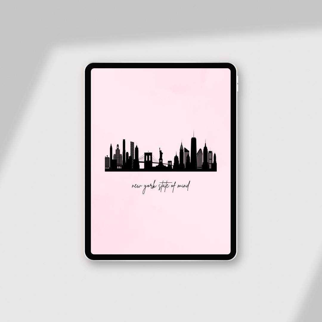 New York City Skyline Digital Wallpaper Digital product girlydesignus-new-york-city-skyline-digital-wallpaper-ipad-flat-lay-natural-light My Store