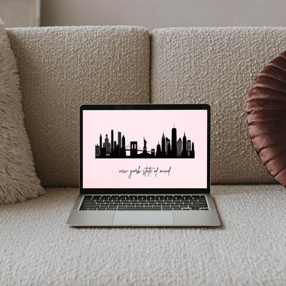 New York City Skyline Digital Wallpaper Digital product girlydesignus-new-york-city-skyline-digital-wallpaper-laptop-on-couch My Store