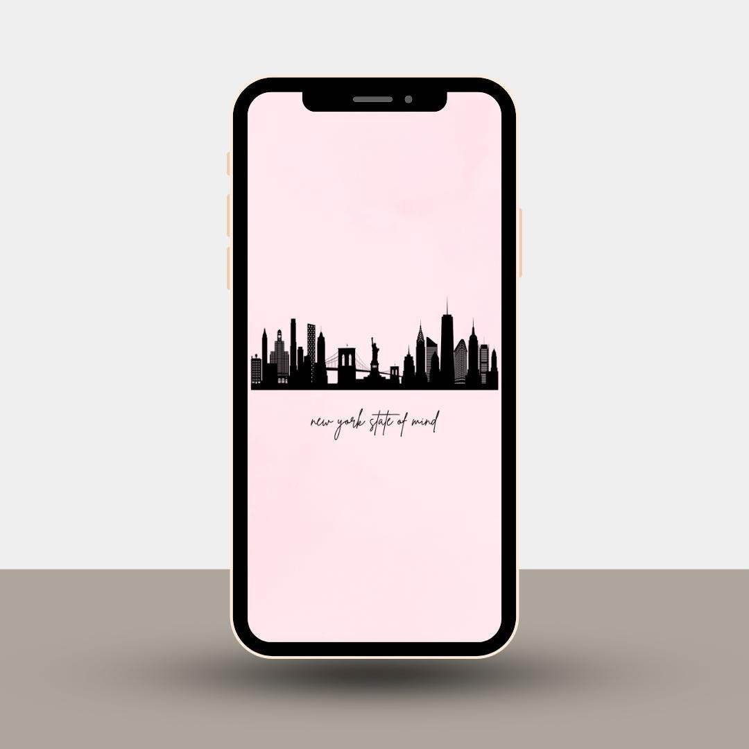 New York City Skyline Digital Wallpaper Digital product girlydesignus-new-york-city-skyline-digital-wallpaper-phone-portrait-gray-background My Store
