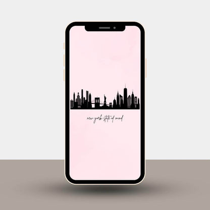 New York City Skyline Digital Wallpaper Digital product girlydesignus-new-york-city-skyline-digital-wallpaper-phone-portrait-gray-background My Store