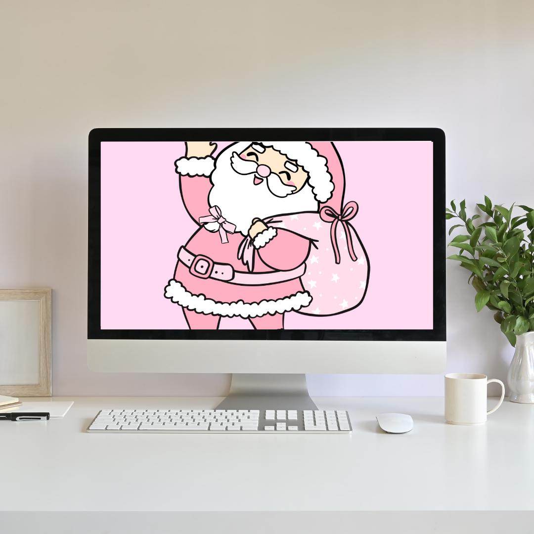 Pink Santa Claus Wallpaper Download for Devices Digital product girlydesignus-pink-santa-claus-wallpaper-download-desktop-computer My Store
