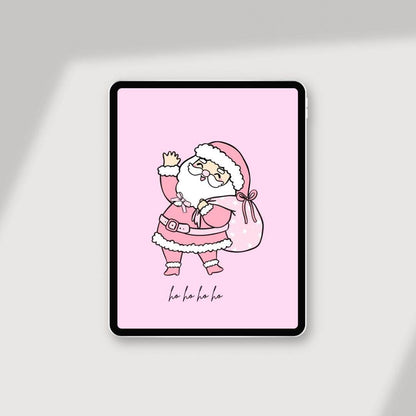 Pink Santa Claus Wallpaper Download for Devices Digital product girlydesignus-pink-santa-claus-wallpaper-download-ipad-on-white My Store