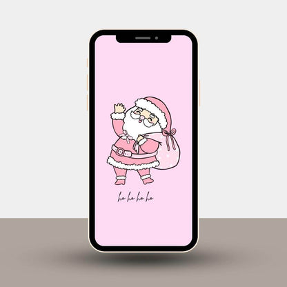 Pink Santa Claus Wallpaper Download for Devices Digital product girlydesignus-pink-santa-claus-wallpaper-download-iphone-front-view My Store