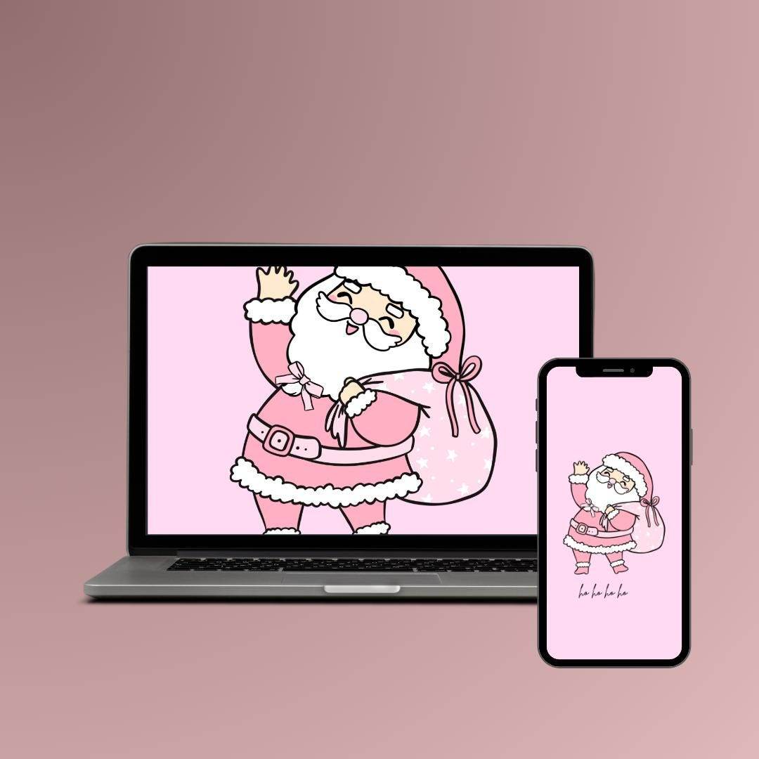 Pink Santa Claus Wallpaper Download for Devices Digital product girlydesignus-pink-santa-claus-wallpaper-download-laptop-and-phone My Store