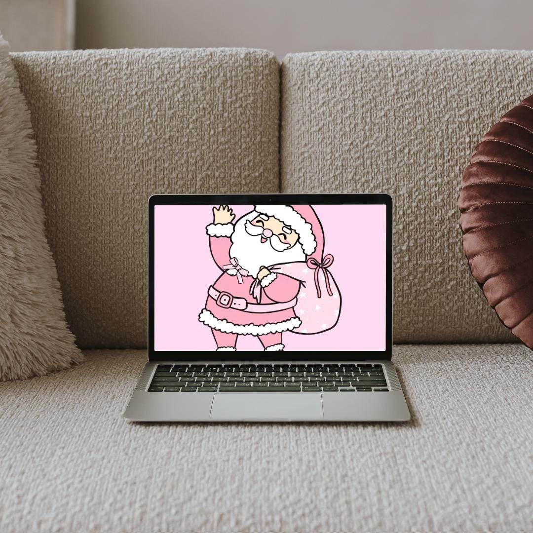 Pink Santa Claus Wallpaper Download for Devices Digital product girlydesignus-pink-santa-claus-wallpaper-download-laptop-sofa My Store