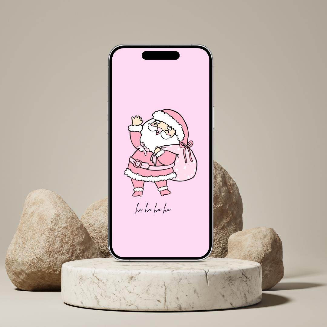 Pink Santa Claus Wallpaper Download for Devices Digital product girlydesignus-pink-santa-claus-wallpaper-download-phone-stand My Store