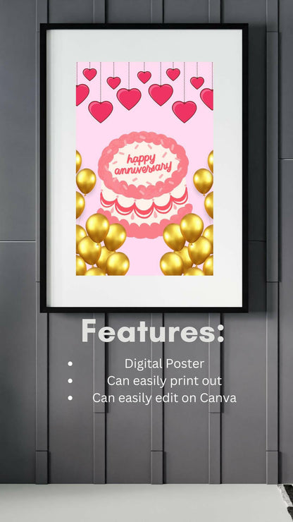Happy Anniversary Printable Decor - Digital Download Digital product happy-anniversary-printable-decor-digital-poster-features-list My Store
