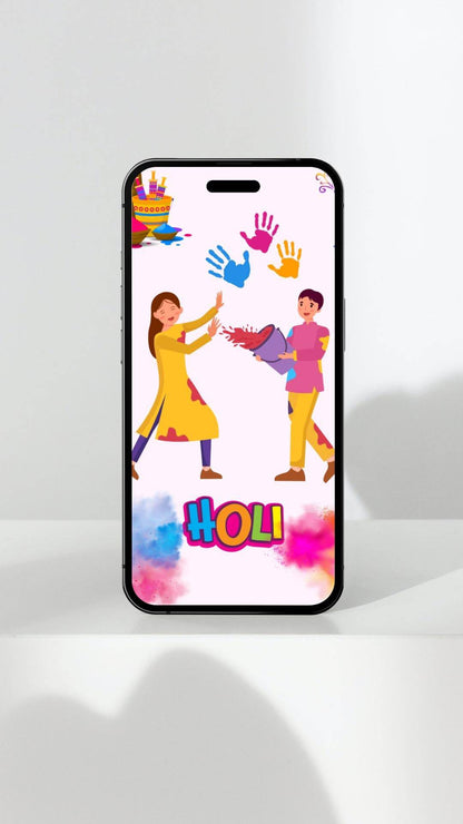 Holi Festival Digital Poster Colorful Indian Celebration Art Digital product holi-festival-digital-poster-on-smartphone-display My Store
