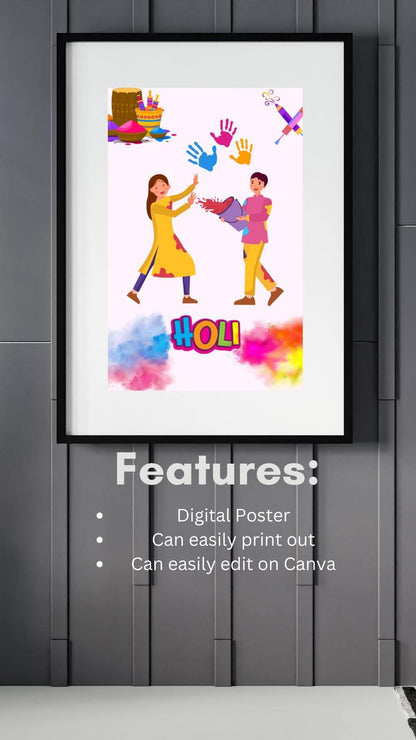Holi Festival Digital Poster Colorful Indian Celebration Art Digital product holi-festival-digital-poster-with-print-edit-features My Store