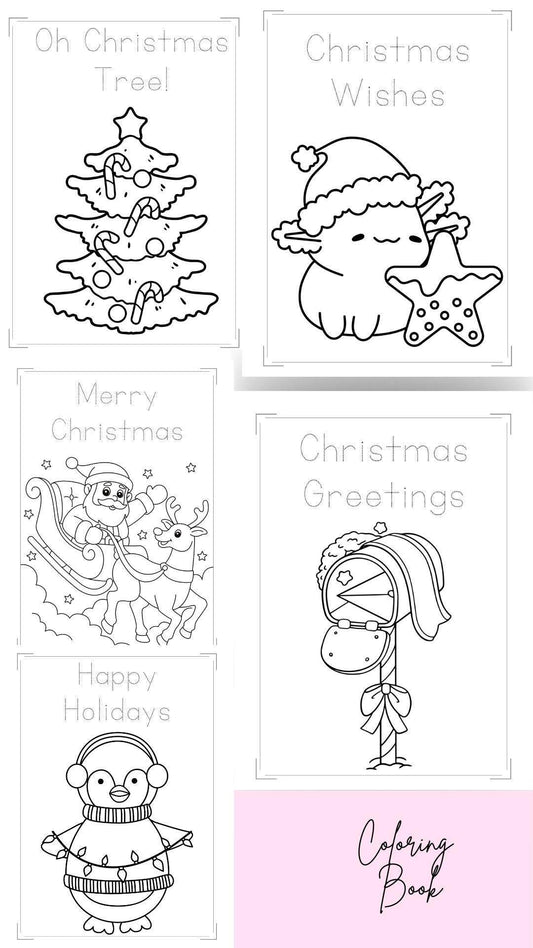Printable Christmas Coloring Book For Kids - My Store Digital product holiday-coloring-book-for-kids-christmas-santa-sleigh-reindeer My Store