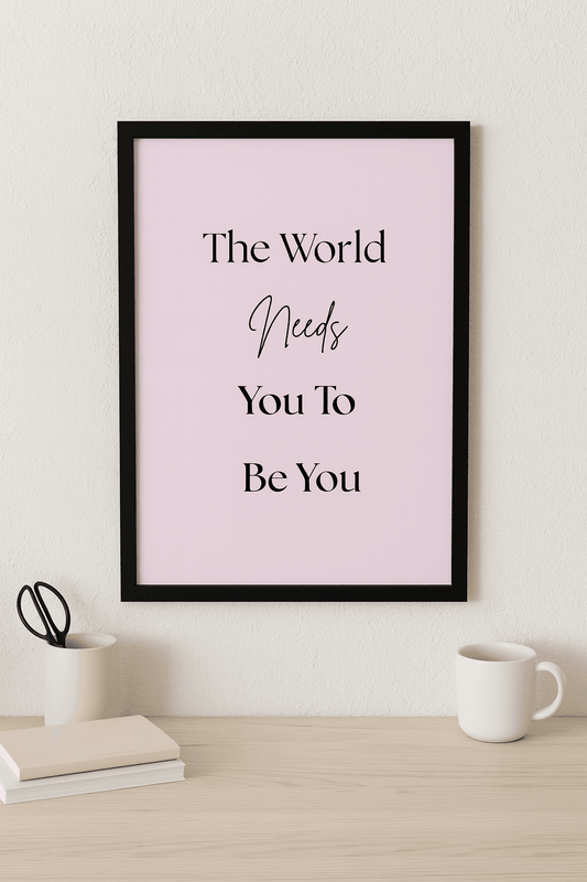 Inspirational Quote Poster for Office Digital product inspirational-quote-poster-for-office-pink-background-black-frame GirlyDesignUS
