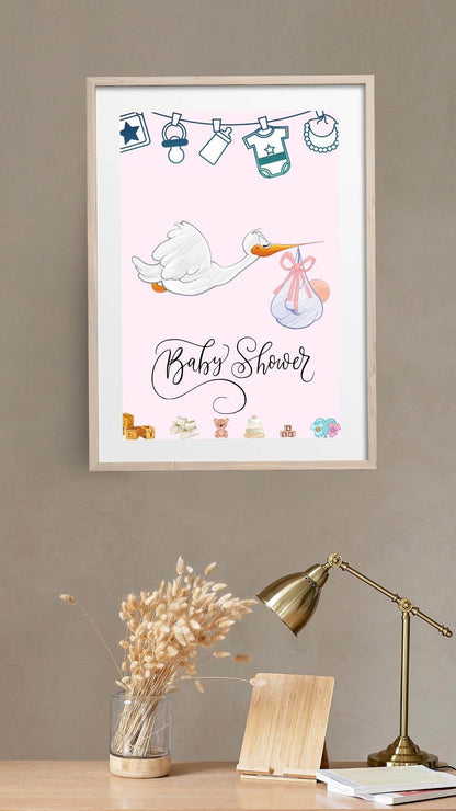 Instant Baby Shower Invitation for Girl or Boy Digital Digital product instant-baby-shower-invitation-for-girl-or-boy-light-wood-frame-close My Store