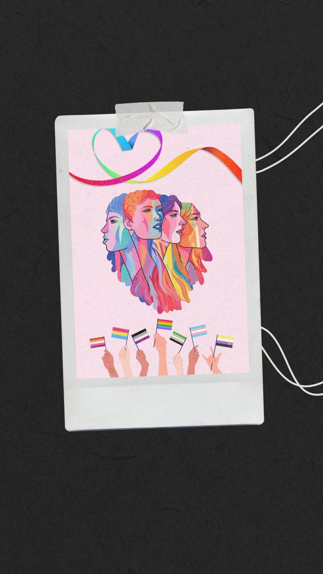 LGBTQ Pride Wall Art Digital Download Digital product lgbtq-pride-wall-art-polaroid-photo-style-hands-flags My Store
