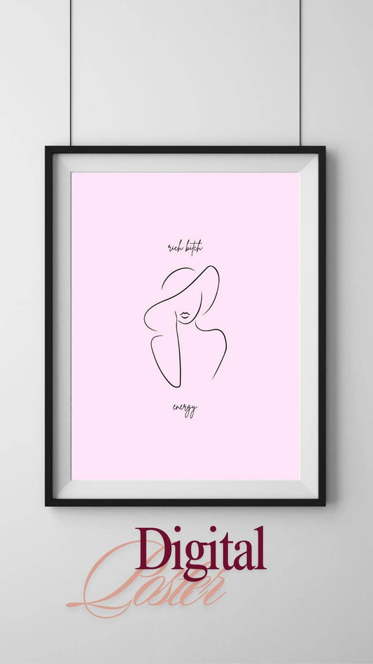 Luxury Line Art Print for Women - Digital Digital product luxury-line-art-print-for-women-minimalist-woman-hat My Store