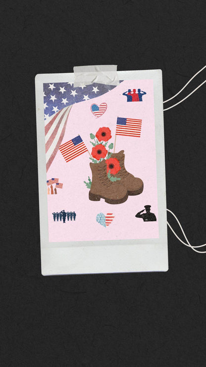 Memorial Day Printable Poster - Patriotic Digital Art Digital product memorial-day-printable-poster-polaroid-style-veteran-boots-flags My Store