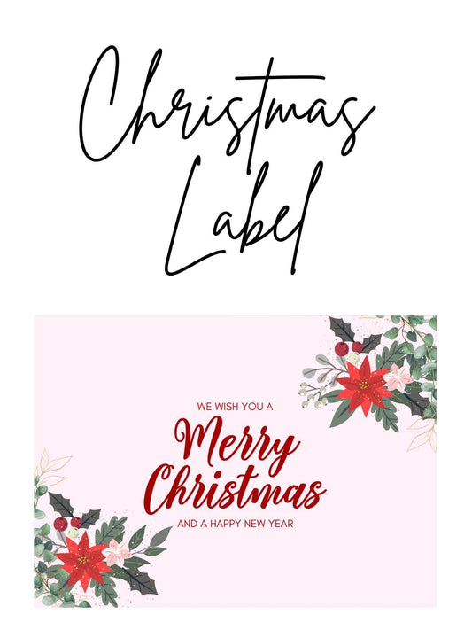 Merry Christmas Label Instant Download - Festive Holiday Tag Digital product merry-christmas-label-instant-download-floral-red-text My Store