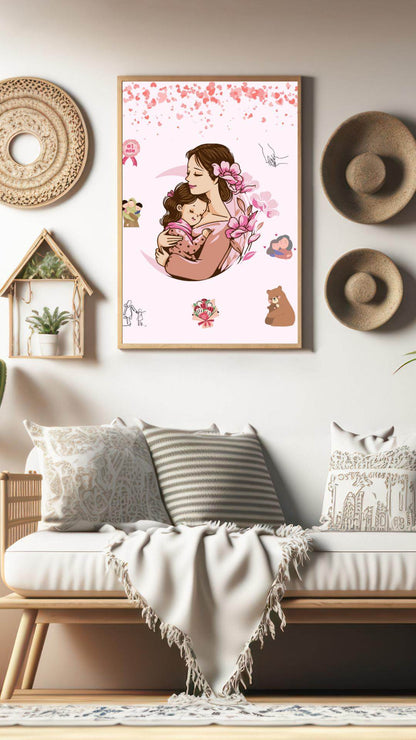 Mother and Daughter Hug Art Download - Digital Print Digital product mother-and-daughter-hug-art-download-canvas-framed-living-room My Store