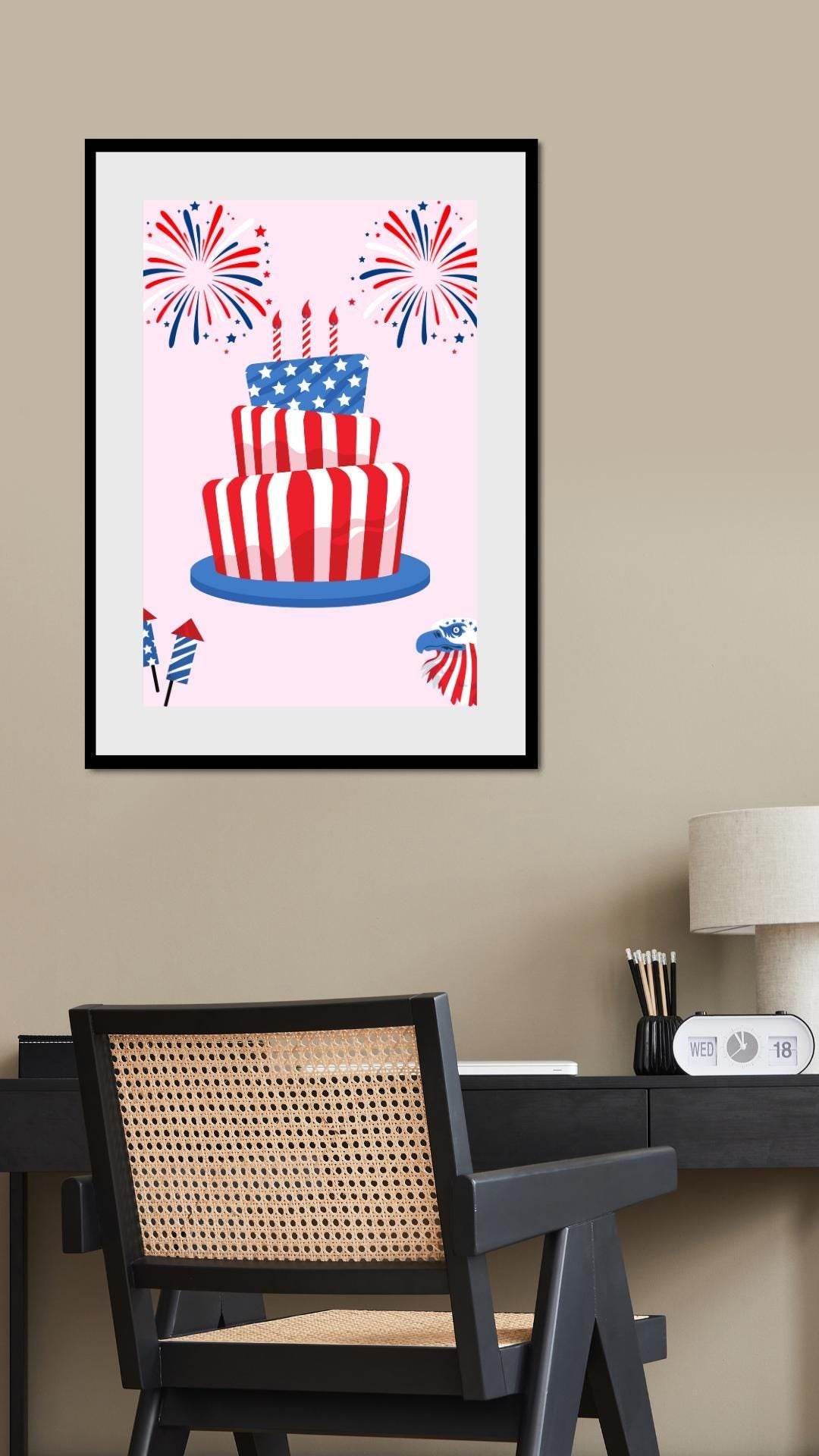 Patriotic Independence Day Poster - Digital Download Digital product patriotic-independence-day-poster-black-frame-office-wall My Store
