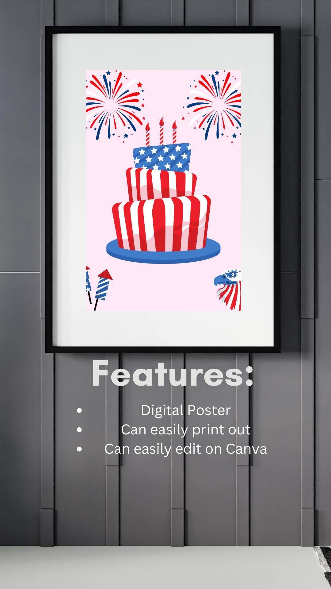 Patriotic Independence Day Poster - Digital Download Digital product patriotic-independence-day-poster-closeup-digital-print-features My Store